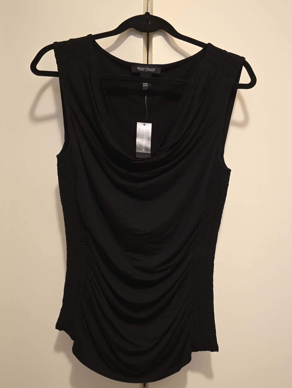 White House Black Market Black Draped Sleeveless Camisole